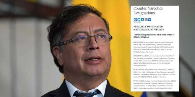EE.UU. sanciona al presidente colombiano Gustavo Petro por presuntos vínculos con el narcotráfico