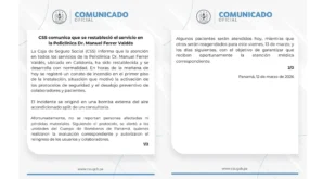 CSS restablece atención en la Policlínica Manuel Ferrer Valdés tras conato de incendio