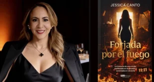 Jessica Canto junto a su libro FORJADA POR EL FUEGO