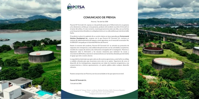 Panamá Oil Terminals se pronuncia tras explosión de cisterna en La Boca
