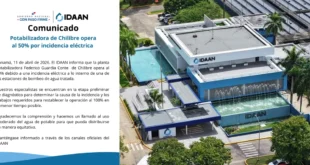 Planta potabilizadora de Chilibre opera al 50% tras incidencia eléctrica