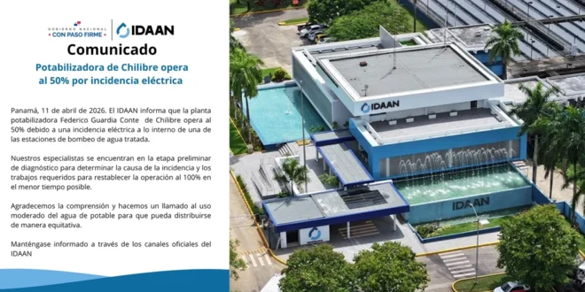 Planta potabilizadora de Chilibre opera al 50% tras incidencia eléctrica