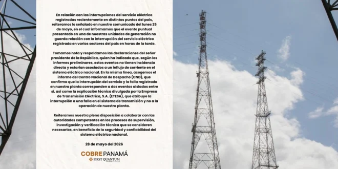 ETESA atribuye apagón a falla en transmisión y no a operación de planta minera